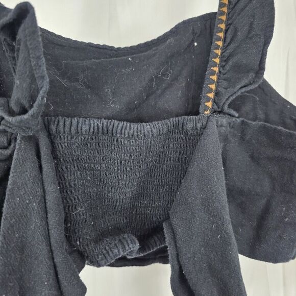 Free people Sria Festival Crop top Black Tie Back Size 8 - Picture 9 of 10